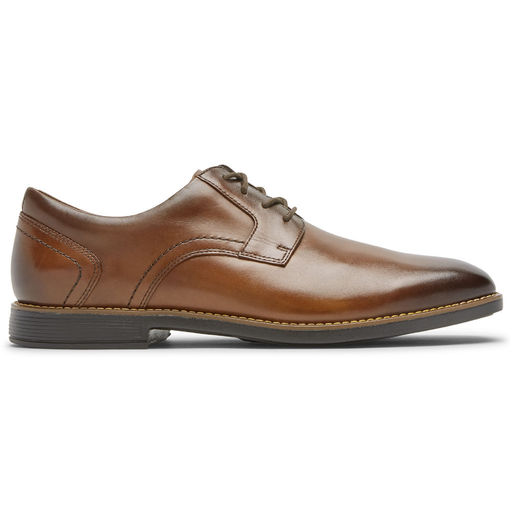 Rockport Mens Lace Up Brown - Slayter Plain Toe Shoe - UK 035-DCBAJZ